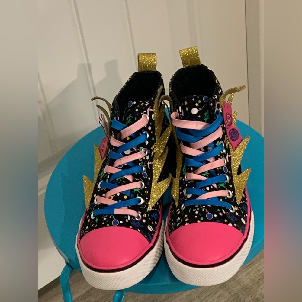 Gently used Harry Potter Kids Sneakers with Pink, Blue, and Gold Lightning